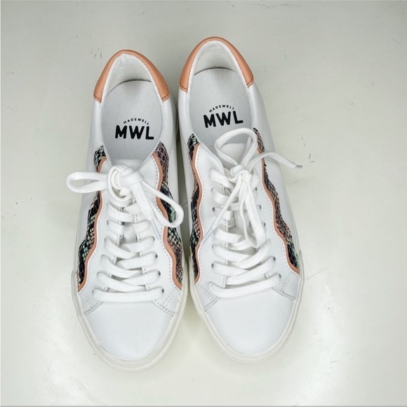 Madewell Women’s Sidewalk Low-Top Sneakers Snake Embossed Leather Size 7 - Picture 8 of 10
